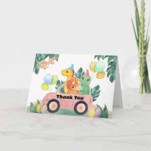 Tarjeta De Agradecimiento Chorro Tropical Próximo Dinosaurio Coche Baby Show