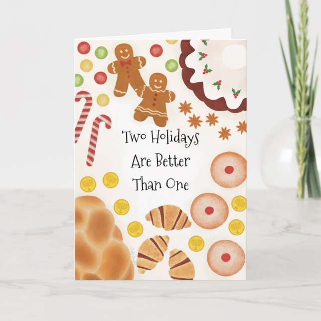 Tarjeta De Agradecimiento Chrismakkuh Navidades Hanukkah Funny Cute (Anverso)