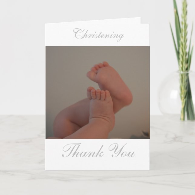 Tarjeta De Agradecimiento Christening Cross Insertar Foto Gracias Cartas (Anverso)