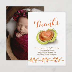 Tarjeta De Agradecimiento Christening, gracias personalizado de corazón cast