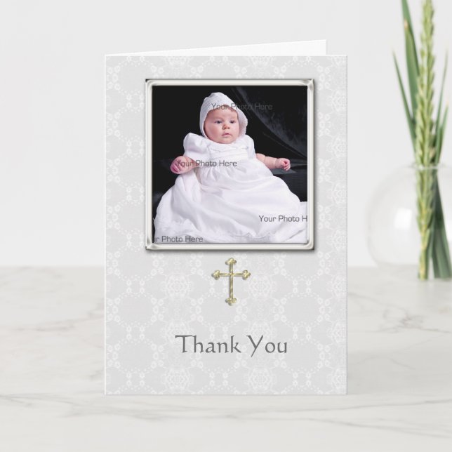 Tarjeta De Agradecimiento Christening Thank You Card (Anverso)