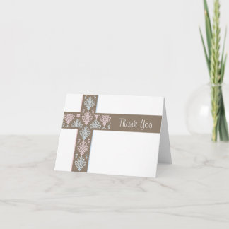 Tarjeta De Agradecimiento Christening Thank You Card | Gemelos