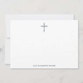 Tarjeta De Agradecimiento Christian Cross Notecards con nombre opcional