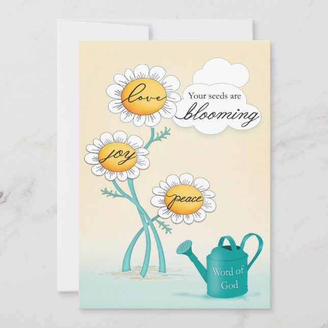 Tarjeta De Agradecimiento Christian Love Joy Peace Blooming Daisisisisisisis (Anverso)