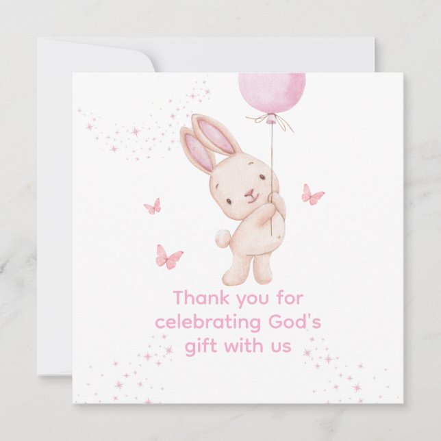 Tarjeta De Agradecimiento Christian Pink Girl Baby Shower Thank You Card (Anverso)