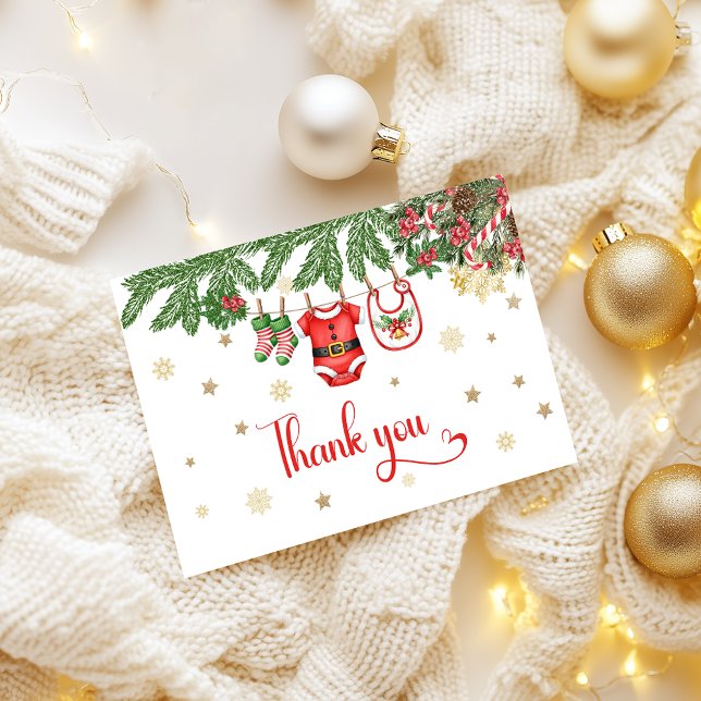 Tarjeta De Agradecimiento Christmas Baby Shower Thank You Card Santa Baby  (Subido por el creador)