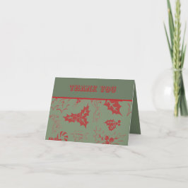 Tarjeta De Agradecimiento Christmas Bows Candy Canes and Leaves 