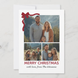 Tarjeta De Agradecimiento Christmas Card – Red Bow, 4 Photo, Personalized