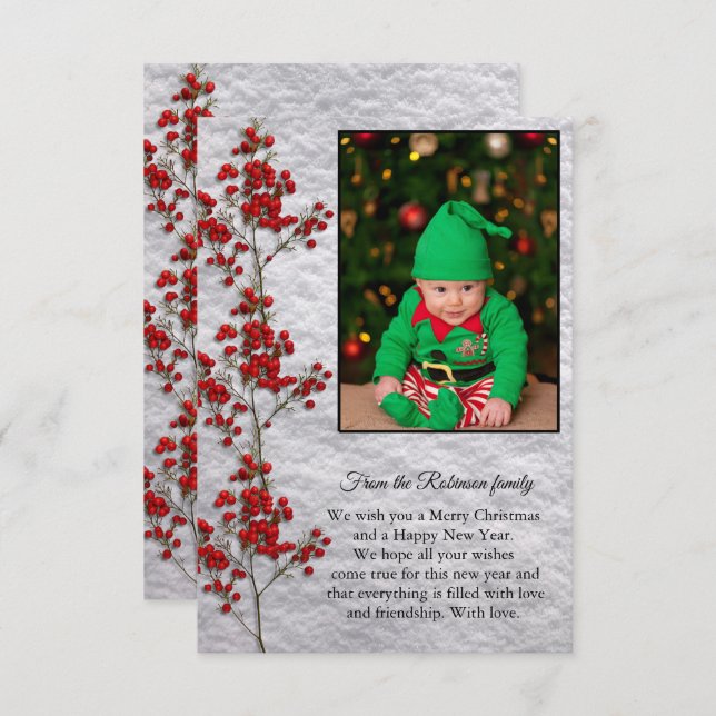 Tarjeta De Agradecimiento Christmas Card With a Smiling and Happy Baby. (Anverso / Reverso)