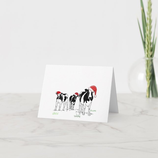 Tarjeta De Agradecimiento Christmas Cows (Anverso)