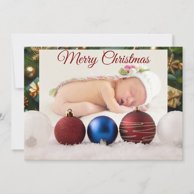 Tarjeta De Agradecimiento Christmas Greeting With Beautiful Baby (Anverso)
