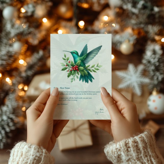 Tarjeta De Agradecimiento Christmas Holly Hummingbirds Thank You Card (Subido por el creador)