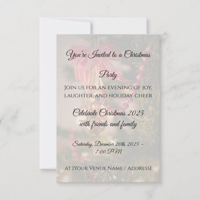 Tarjeta De Agradecimiento Christmas Party Invitation Personalize (Anverso)