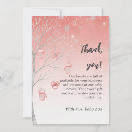Tarjeta De Agradecimiento Christmas Pastel Red Winter Tree Baby Shower