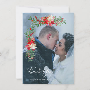 Tarjeta De Agradecimiento Christmas Poinsettias Flowers & Branches Photo