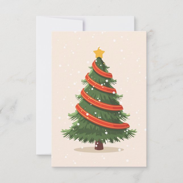 Tarjeta De Agradecimiento Christmas Tree, Christmas, Minimalist (Anverso)