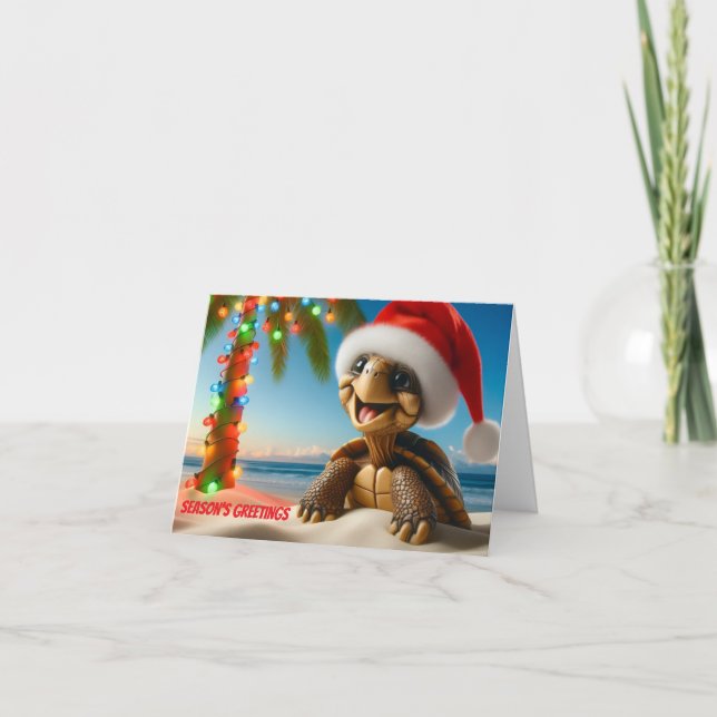 Tarjeta De Agradecimiento Christmas Turtle Greeting Card (Anverso)