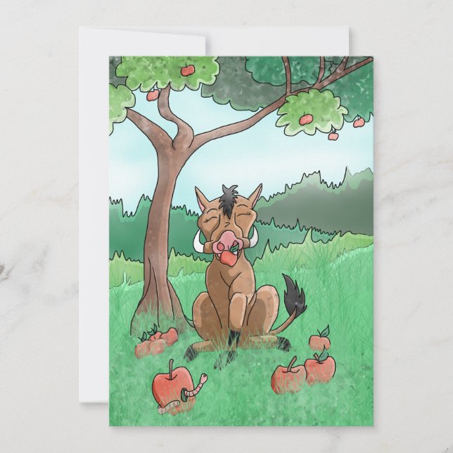 Tarjeta De Agradecimiento Chuleta de cerdo y sus manzanas (Anverso)