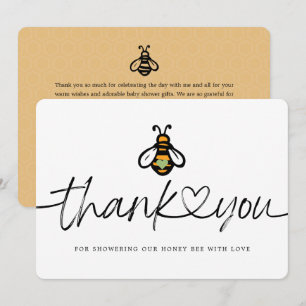 Tarjeta De Agradecimiento Chupete de abeja moderna para baby shower