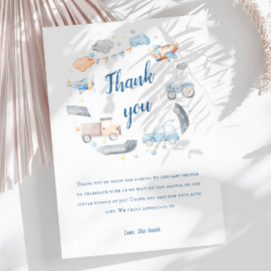 Tarjeta De Agradecimiento Chupete de Acuarela Transporte para Baby Shower