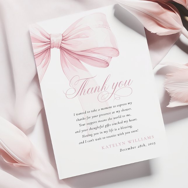 Tarjeta De Agradecimiento Chupete de arco rosa para baby shower (Subido por el creador)