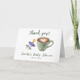 Tarjeta De Agradecimiento Chupete de café con lazo para baby shower Gracias