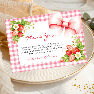 Tarjeta De Agradecimiento Chupete de cuadros rosados para Baby Shower de fre