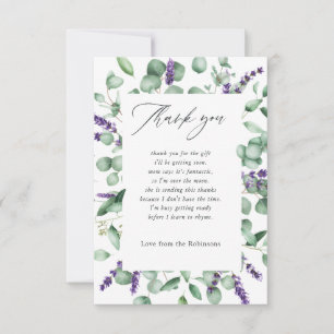 Tarjeta De Agradecimiento Chupete de eucalipto lavanda para baby shower
