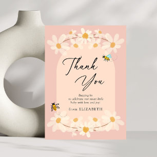 Tarjeta De Agradecimiento Chupete de flores rosadas Abejas Baby Shower