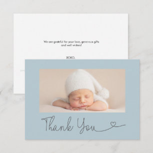 Tarjeta De Agradecimiento Chupete de foto personalizada Gracias Corazón Azul