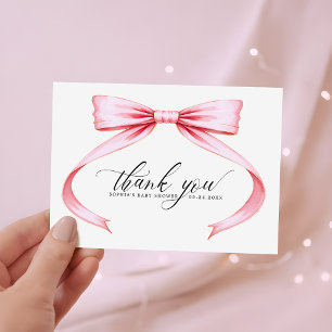Tarjeta De Agradecimiento Chupete de lazo Coquette rosa acuarela para Baby S