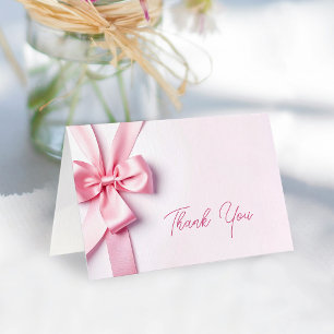 Tarjeta De Agradecimiento Chupete de lazo de cinta rosa Baby Shower