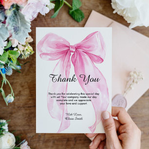 Tarjeta De Agradecimiento Chupete de lazo rosa Baby Shower