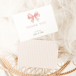 Tarjeta De Agradecimiento Chupete de lazo rosa para niñas, fiesta de coquete