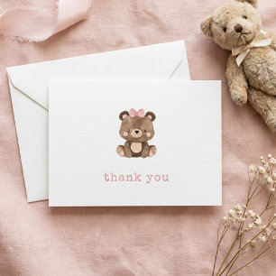 Tarjeta De Agradecimiento Chupete de oso rosa minimalista para baby shower d