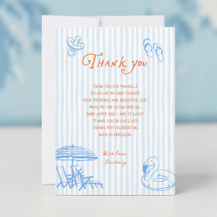 Tarjeta De Agradecimiento Chupete de verano embarazada y junto a la piscina