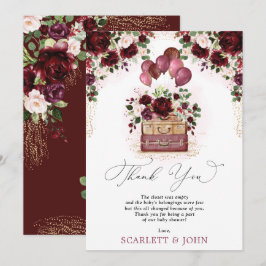 Tarjeta De Agradecimiento Chupete de viaje Burgundy Blush Floral Aventura