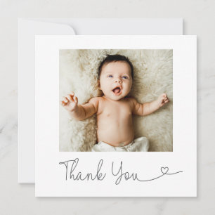 Tarjeta De Agradecimiento Chupete Foto Gracias Corazón Moderno Baby shower