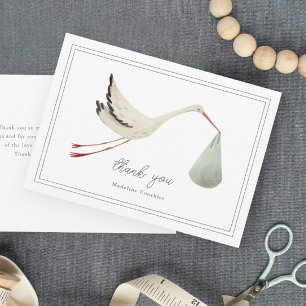 Tarjeta De Agradecimiento Chupetón de Cigüeña Elegante para Baby Shower sin