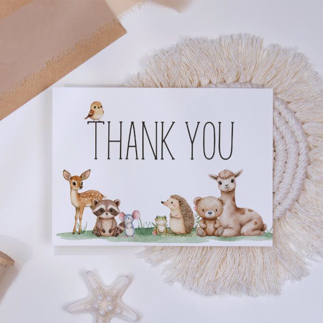 Tarjeta De Agradecimiento Chupinada de Bebé Animales del Bosque Boho (Subido por el creador)