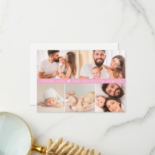 Tarjeta De Agradecimiento Chupinada de bebé con collage de fotos personaliza