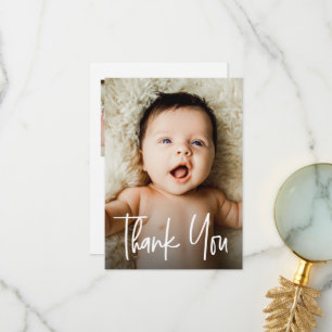 Tarjeta De Agradecimiento Chupinada de bebé con lettering moderno personaliz