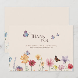 Tarjeta De Agradecimiento Chupinada de bebé de mariposa de flor silvestre co
