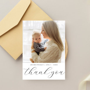 Tarjeta De Agradecimiento Chupinada de bebé simple y elegante con una foto