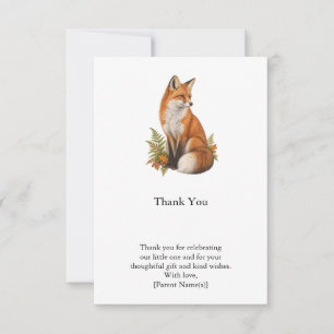 Tarjeta De Agradecimiento Chupinada de Bebé Zorro del Bosque