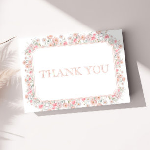 Tarjeta De Agradecimiento Chupinada de flores silvestres rosadas de verano p