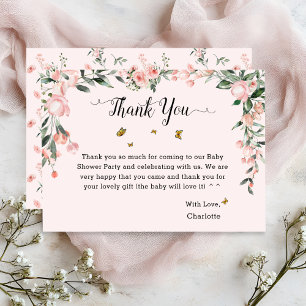 Tarjeta De Agradecimiento Chupinada de Rosas Rosadas Elegantes con Mariposas