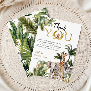 Tarjeta De Agradecimiento Chupinada de Safari para Baby Shower Agradecimient