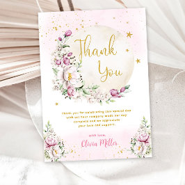 Tarjeta De Agradecimiento Chupinada Floral Luna Rosa
