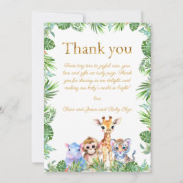 Tarjeta De Agradecimiento Chupinada personalizada de selva tropical jirafa T